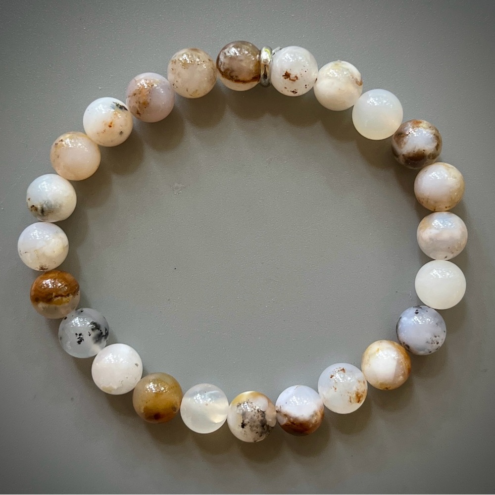 Natural Montana Dendritic Agate Handcrafted Beaded Bracelet